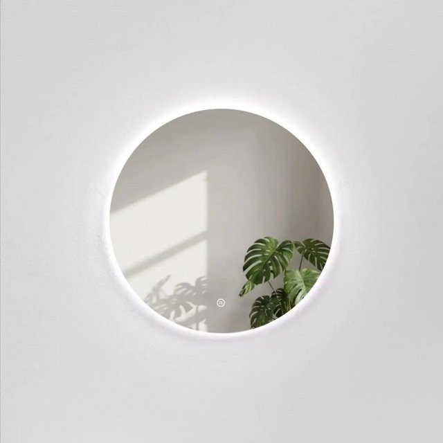 Emke LED Badezimmerspiegel Rund mit Touchschalter, Dimmbar, 3 Lichtfarben, Weiß, Durchmesser: 50 cm - Bild 1