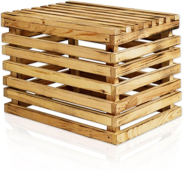 Lycce Sitzhocker mit Stauraum aus Kiefernholz in Braun im rustikalen Design mit 30L Volumen - Bild 1