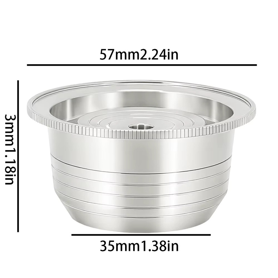 Wiederverwendbare Kaffeekapsel-Hülle aus Edelstahl für Nespresso Vertuo in Silber - Bild 2
