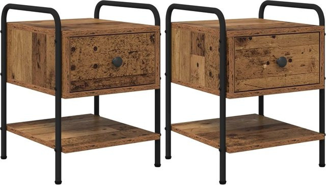 vidaXL Nachttisch Set 2 Stück Altholz Braun B/T/H: 35 x 36,5 x 47 cm - Bild 1