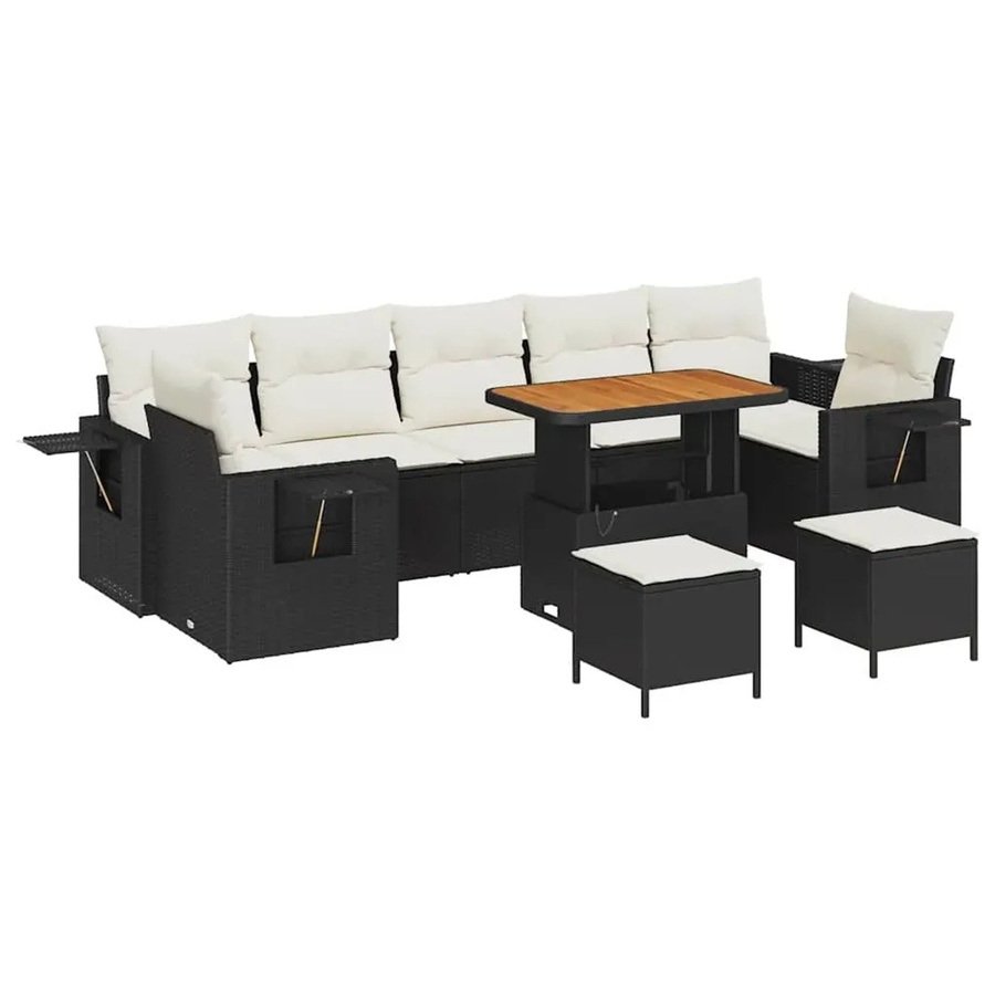 vidaXL Garten-Sofa-Set 10-teilig aus Poly-Rattan in Schwarz - Bild 2