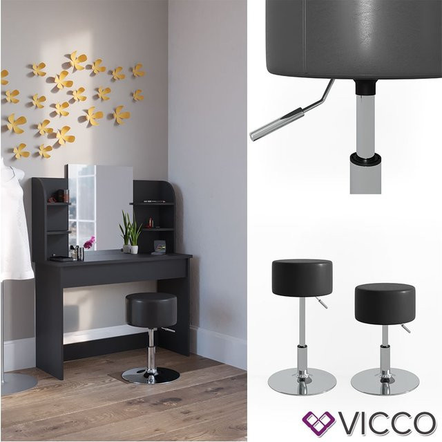 VICCO Design Hocker als höhenverstellbarer Schminkhocker in Schwarz - Bild 1