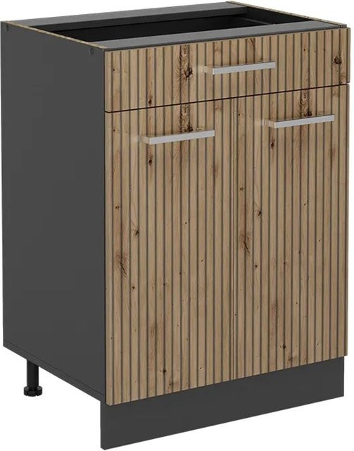 Vicco Küchenunterschrank R-Line in Artisan-Eiche und Anthrazit mit Schubladen und Türen, B/T/H: 60 x 46 x 81,6 cm - Bild 1