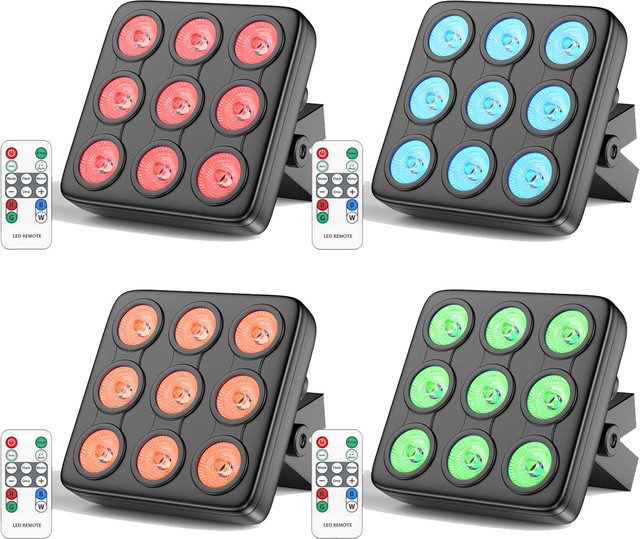 Yiflamefly 4er Set Quadratische Par-Scheinwerfer mit 180W RGBW LED Bühnenbeleuchtung und DMX-Steuerung für DJ, Party und Show - Bild 1