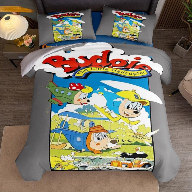Bettwäsche-Set Budgie der kleine Hubschrauber von Lodestar in Blau mit Deckenbezug und Kissenbezug aus Mikrofaser, B/H: 150 x 200 cm - Bild 1