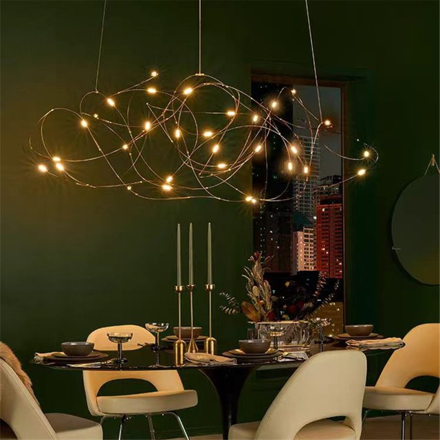 HomeLover Disc Quasar LED Kronleuchter in Gold/Messing mit warmweißem Licht für Esszimmer und Küche - Bild 1
