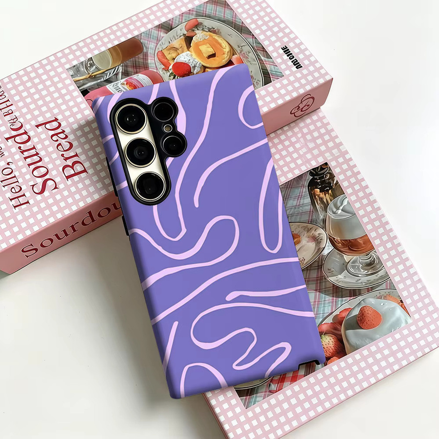 Stoßfeste Doppelschicht Handyhülle mit lila abstraktem Design für Samsung Galaxy S25 Ultra, S24 und S23 Ultra Plus - Bild 3