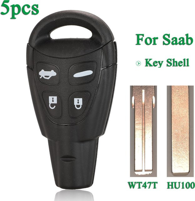 Jingyuqin 5er Set Ersatzgehäuse für Saab 9-3 93 (2003-2007) Smart Auto Schlüssel Shell mit 4 Tasten in Schwarz - Bild 1