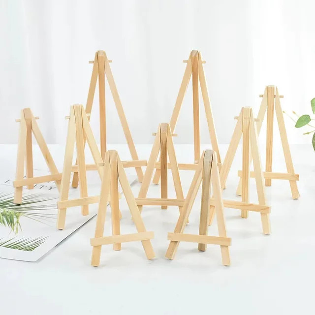 10er Set Mini Holz Staffelei als Tischständer in Braun für Dekoration und Hochzeiten - Bild 1