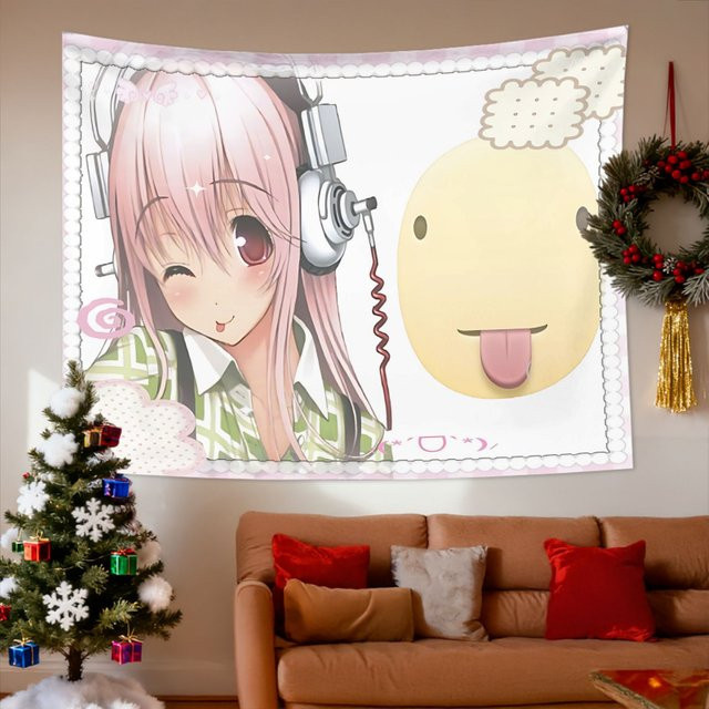 VIKAMA Super Sonico Wandteppich im Anime-Stil, bunter Wandbehang für Schlafzimmer und Wohnheim, B/H: 75 x 58 cm - Bild 1