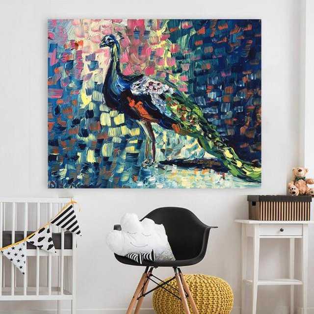 FIYO 5D DIY Diamantmalerei Abstrakt Pfau Mosaik Stickerei in Grau und Multicolour, B x H: 30 x 20 cm - Bild 1