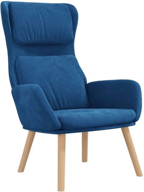 vidaXL Relaxsessel Blau aus Samt mit Armlehnen und Holzgestell - Bild 1