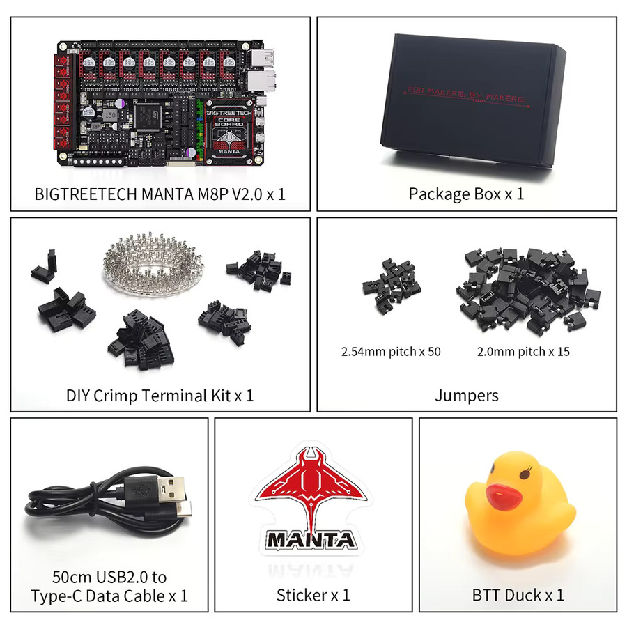 BIGTREETECH Manta M8P V2.0 Motherboard STM32H723ZE 32bit Control Board für Klipper und Raspberry Pi, kompatibel mit Voron V0 und Ender 3 3D-Druckern, Schwarz - Bild 3
