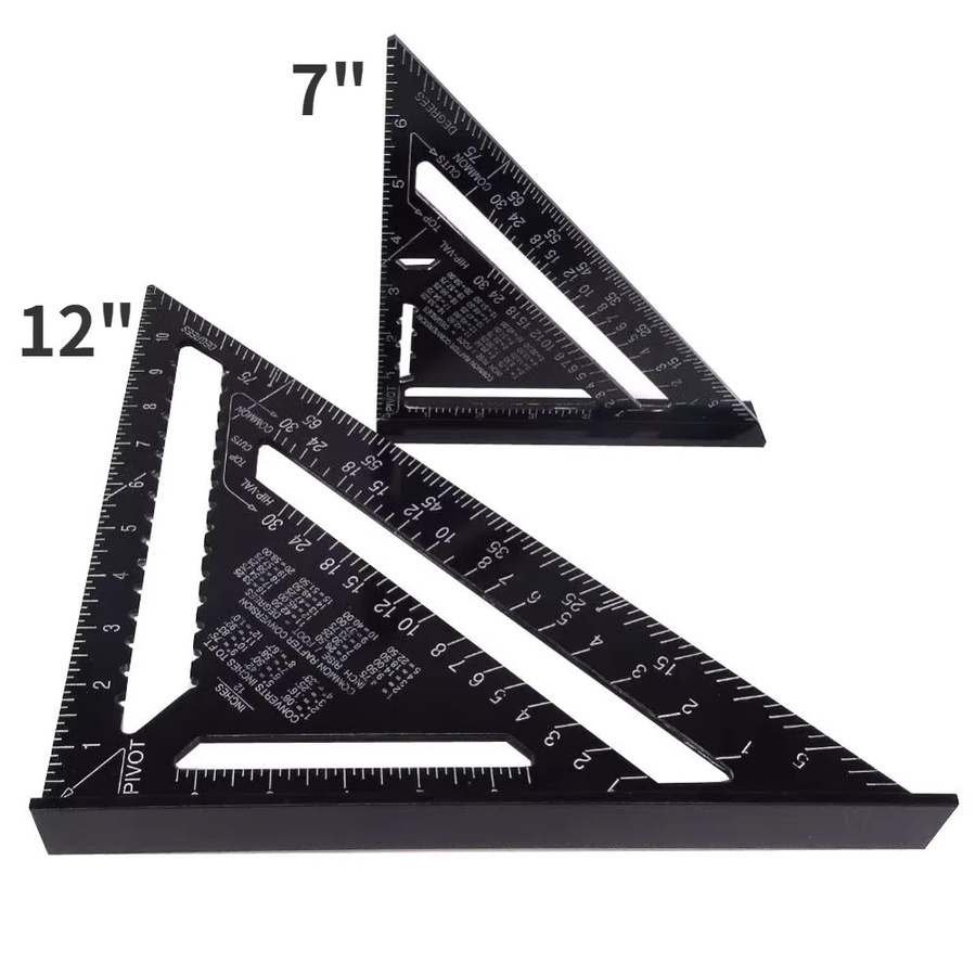TTAKA7 Metrisches Dreiecklineal aus Aluminiumlegierung in Schwarz mit Winkelmesser und Schnellmessfunktion für Holzarbeiter - Bild 4
