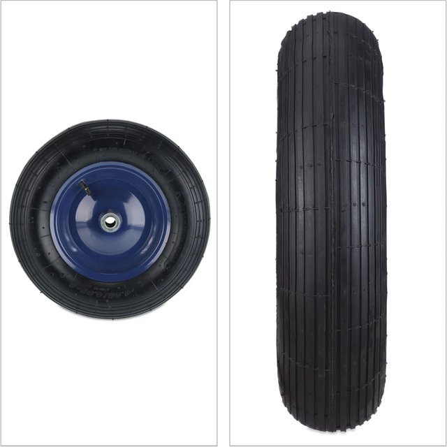 Relaxdays Schubkarrenrad luftbereift mit Kugellager, Farbe: Schwarz und Dunkelblau, Durchmesser: 39 cm, Breite: 9 cm, Gewicht: 2,5 kg - Bild 1