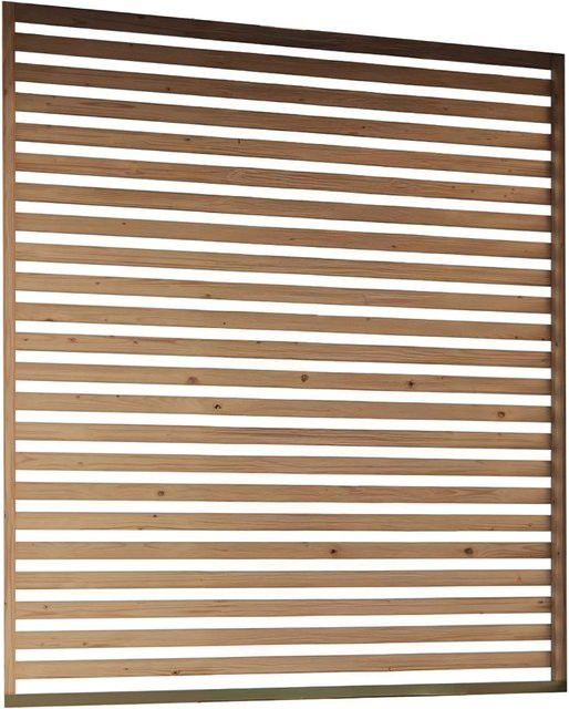 Karibu Seitenwand in Lamellenoptik für Pavillon Kvadrat aus Fichte, Farbe Natur, B/H: 231 x 231 cm - Bild 1