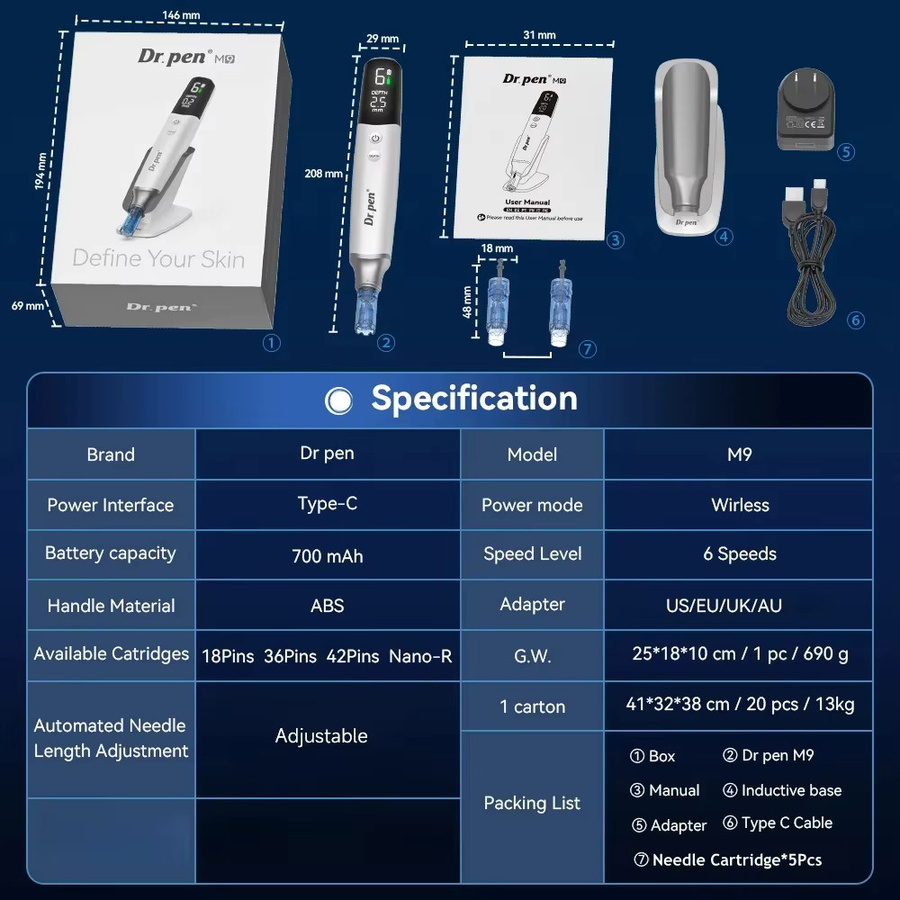 Dr. Pen M9 Microneedling-Stift, 5 Nadeln, 0,25 mm, Unisex - Bild 6