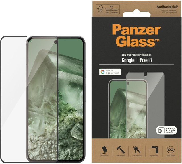 PanzerGlass Displayschutz für Google Pixel 8, Ultra-Wide Fit, transparent - Bild 1