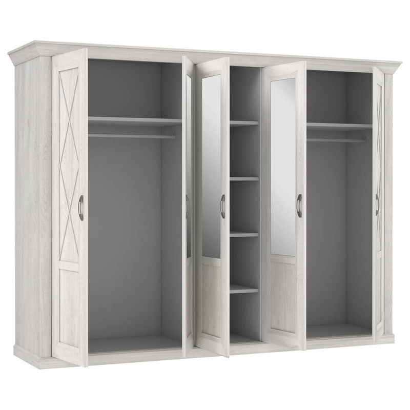 Kleiderschrank Kashmir in Weiß mit Spiegeltüren für dein Schlafzimmer, B/H/T: 268,3 x 205,8 x 62,6 cm - Bild 3