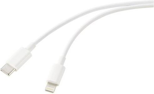 Renkforce USB-Kabel USB 2.0 mit USB-C Stecker und Apple Lightning Stecker in Weiß, Länge: 1,00 m, RF-6857550 - Bild 1