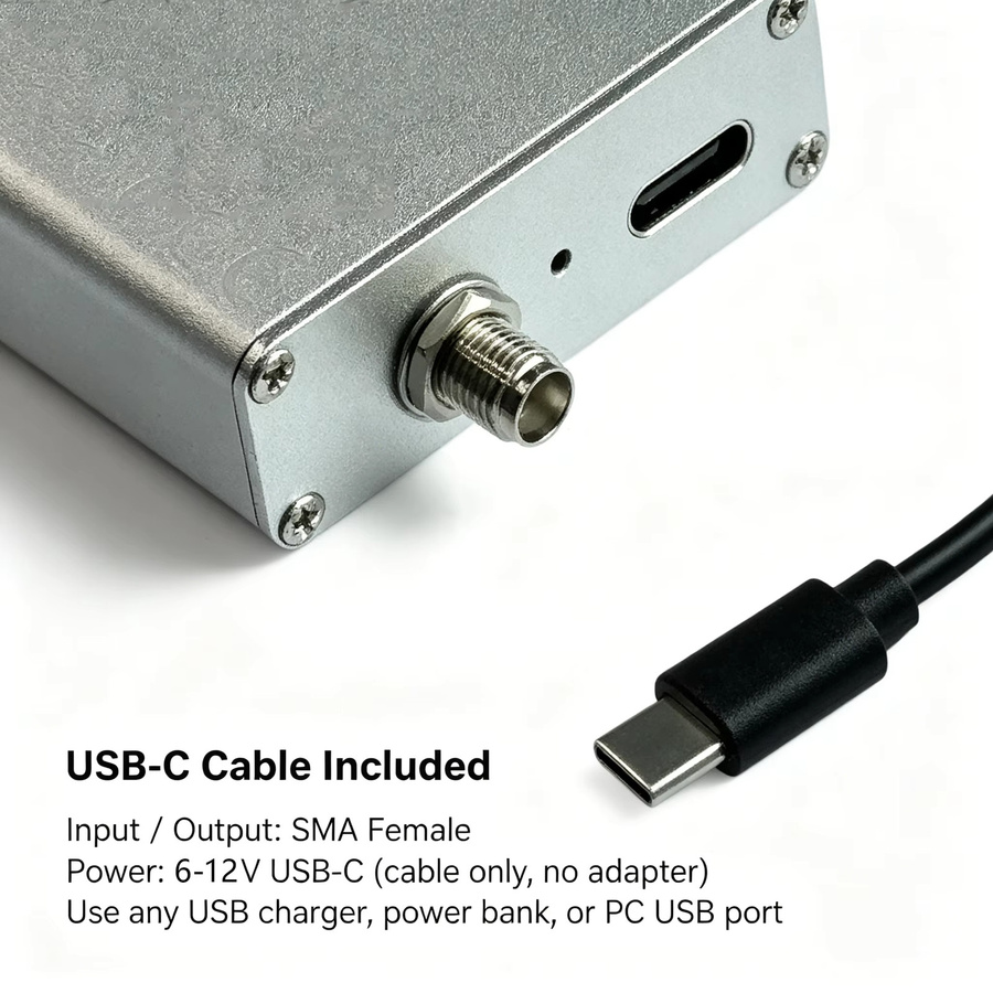 HTOOL Rauscharmer Verstärker SDR1 mit AGC und 30 dB Verstärkung, RF LNA 65-162,5 MHz für RTL-SDR, Airspy und HackRF, Farbe: Silber, Anschluss: USB Typ-C - Bild 2