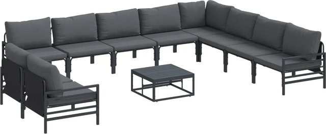vidaXL Garten-Sofa-Set 11-teilig aus Stahl in Anthrazit - Bild 1
