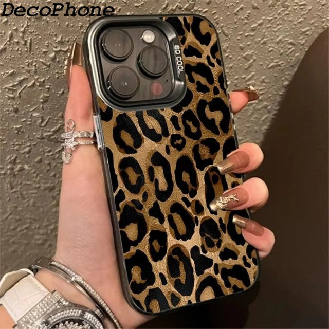 Stoßfeste Handyhülle mit Leopardenmuster für Apple iPhone 11 12 13 14 15 16 17 Pro Max in Braun - Bild 1