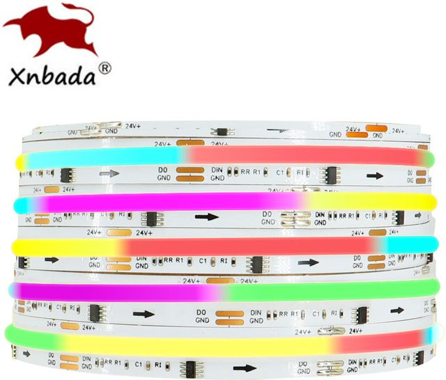 Xnbada WS2811 FCOB SPI RGB IC LED-Lichtleiste, adressierbar, 720 LEDs/m, 8 mm PCB, Multicolor, 24 V, hochflexible COB-Leuchte mit RA90 - Bild 1