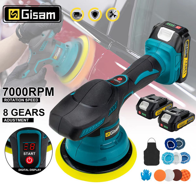 Gisam 8-Gang Digital-Display Kabelloser Elektrischer Autopolierer für Makita 18V Akku - Bild 1