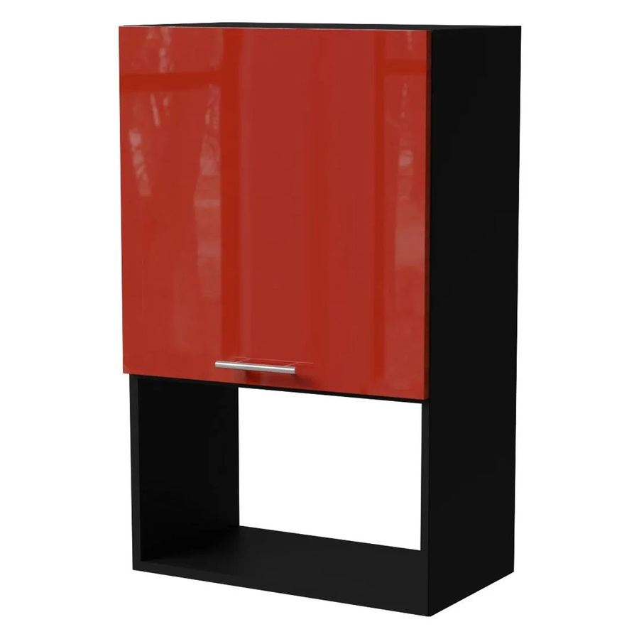 Feldmann-Wohnen Mikrowellenumbauschrank Brerra W4MK/60 in Schwarz und Karminrot Hochglanz, B/T/H: 60 x 32,5 x 96 cm - Bild 2