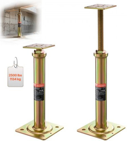 VEVOR 4er-Pack Teleskopwagenheber aus verzinktem Stahl, verstellbarer Stützbalken zum Nivellieren, Tragkraft pro Einheit: 1000 kg, Höhenbereich: 29,4 bis 40,6 cm, Farbe: Gold - Bild 1