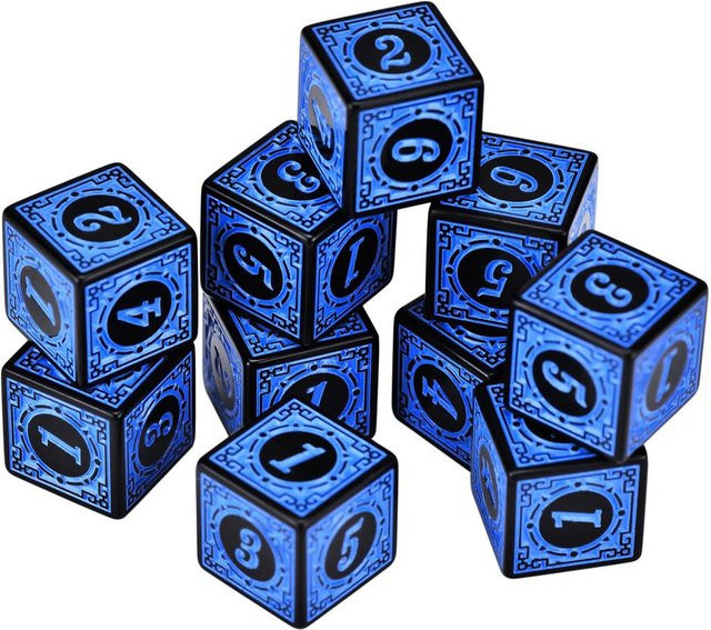 10-teiliges Set 16mm W6 Würfel Eckig, Blau, Kunststoff, Zubehör - Bild 1