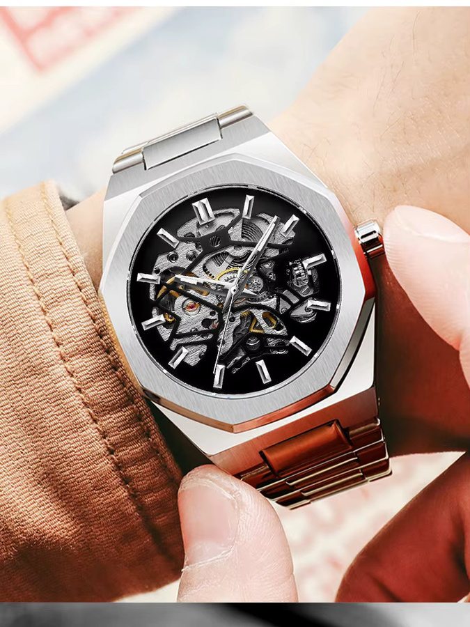 Forsining Armbanduhr Automatik, Edelstahl, Schwarz, Herren - Bild 4