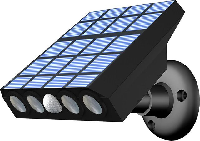 TOMTOP JMS Solarbetriebene LED Sicherheitsleuchte in Überwachungskamera-Optik mit PIR-Bewegungssensor, Farbe: Weiß, Lichtfarbe: Warmweiß - Bild 1