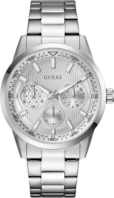 Guess Armbanduhr Trey, Quarz, Edelstahl, Silber, 44 mm, Herren - Bild 1