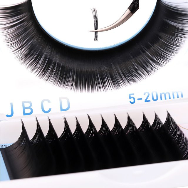 Aguud Einzelne Untere Wimpernverlängerung, J/B Curl, Black, Matt - Bild 1