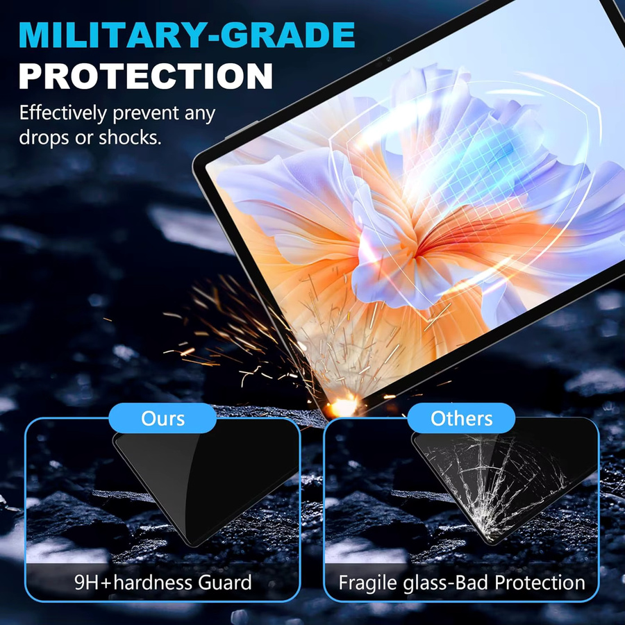 Honor Displayschutzfolie aus gehärtetem Glas für Honor Pad V9 (11,5 Zoll) 2024, transparent, HD, 9H Härte, Anti-Fingerabdruck und blasenfrei - Bild 4