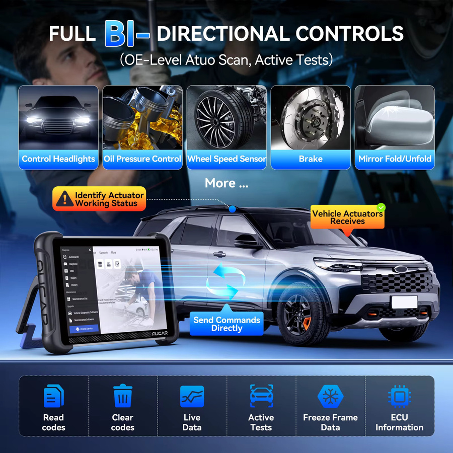 MUCAR 892BT Schlüsselprogrammiergerät AI Kfz-Diagnosetool mit bidirektionalem OBD2-Scanner, ECU-Codierung, CANFD und DOIP, 35 Reset-Funktionen, Farbe: Schwarz - Bild 4