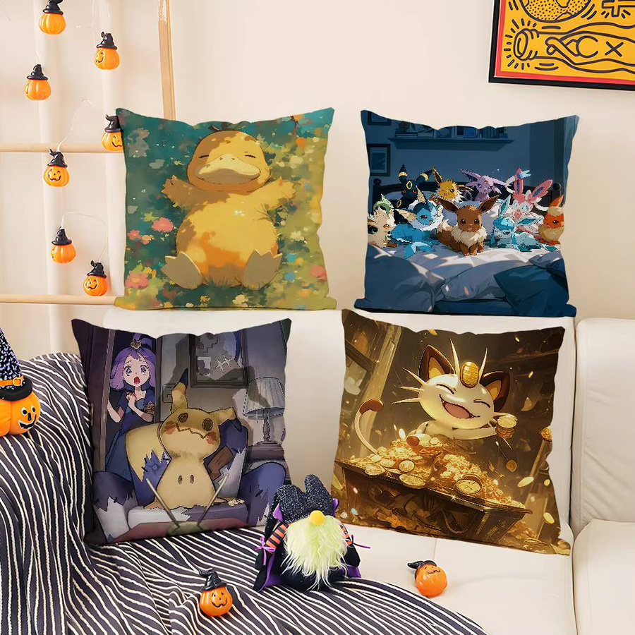 Bandai Pokemon Johto Starters Anime Plüsch-Kissenbezug, quadratisch, Multicolour, Breite: 30 cm, Höhe: 30 cm - Bild 2