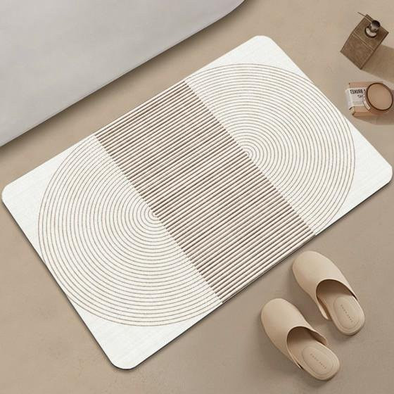 Saugfähige und schnelltrocknende Badezimmermatte in Kieselgur-Optik, beige, B/T: 60 x 40 cm - Bild 1