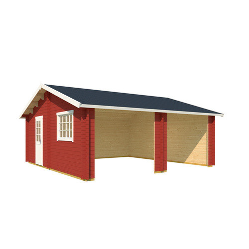 Lasita Maja Doppel-Holzgarage Falkland in Schwedenrot mit Außenmaß B/T: 628,6 x 635 cm - Bild 3