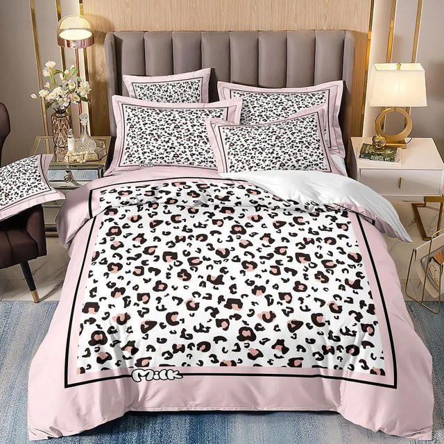 Binchi Fitness Luxus-Bettwäsche-Set mit 3D-Tierprint in Pink, bestehend aus Bettbezug und Kissenbezügen aus weichem Polyester, B/H: 173 x 218 cm - Bild 1