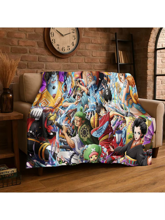 MINISO Anime Zoro One Piece Flanelldecke, weiche und warme Überwurfdecke aus Polyester in Multicolour für Kinder und Erwachsene - Bild 2