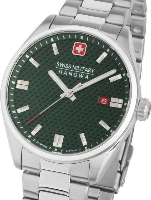 Swiss Military Hanowa Roadrunner Herrenuhr, Quarz, Edelstahl, 40 mm, Grün - Bild 1