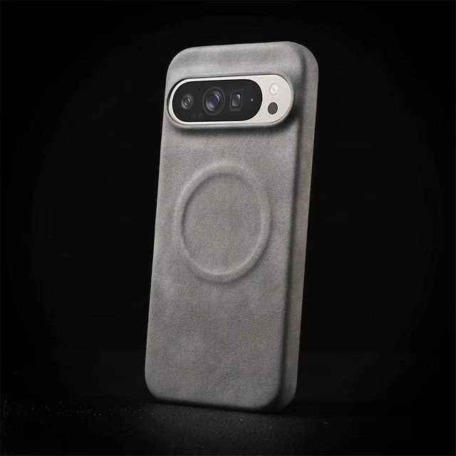Stoßfeste Leder-Magnet-Handyhülle für Google Pixel 10, 9, 8 Pro XL, 8A und 9 Pro in Grau - Bild 1