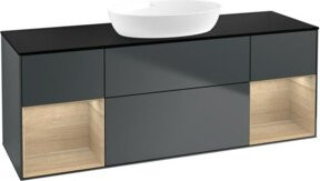 V&B Waschtischunterschrank Finion mit Wandbeleuchtung, Schwarz lackiert, Breite: 160 cm, Tiefe: 50,1 cm, Höhe: 50,1 cm - Bild 1