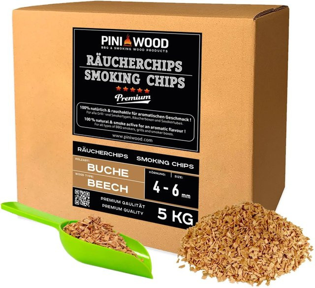 PINI Räucherchips aus Buche, 5 kg, 4-6 mm Räucherspäne - Bild 1
