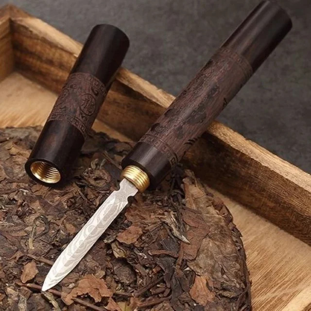 Chinesisches Teemesser aus Metall in Braun für Yunnan Puerh Tee Ziegel und Kuchen - Bild 1