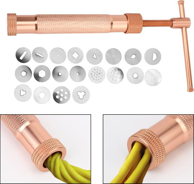 Fondant Extruder Set in Roségold mit 20 Düsen für Kuchenskulpturen und Modellierarbeiten aus Polymer und Zuckerpaste - Bild 1