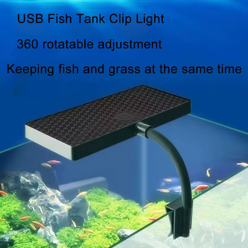 TUNFAN USB-Aquarium-LED-Licht mit vollem Spektrum, 8W dimmbare Wachstumslampe für Wasserpflanzen in Schwarz - Bild 1